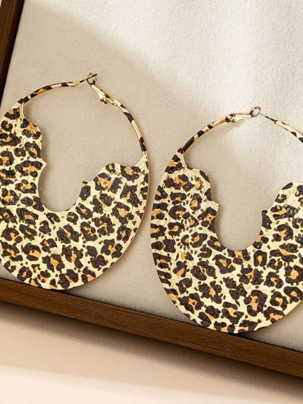 Print Earrings for Women Vintage Leopards Print Hoop Earrings 90s Large Bamboo